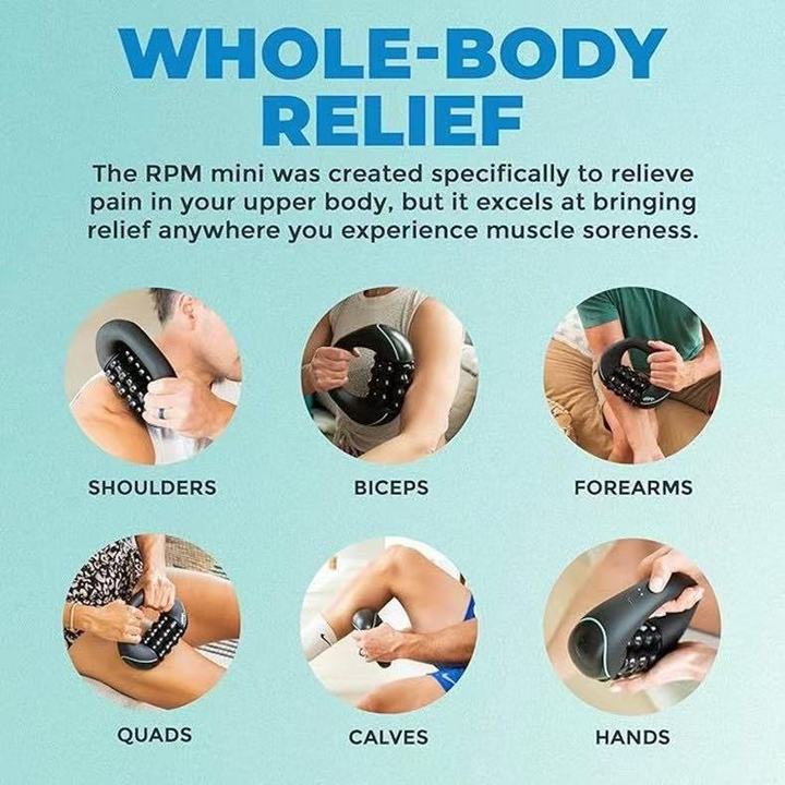 Mini Powered Rolling Massager - Handheld Deep Tissue Muscle Massage Roller for Neck, Shoulder, Arm, Leg Pain Relief & Recovery