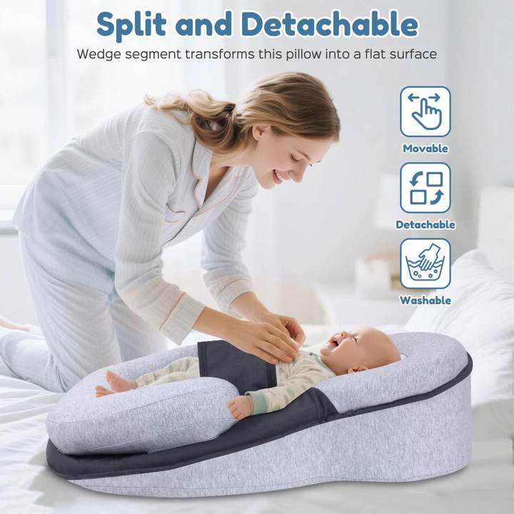 Baby Feeding Support Wedge Pillow Infant Nursing Cushion with Gentle Incline Portable Lounger Support